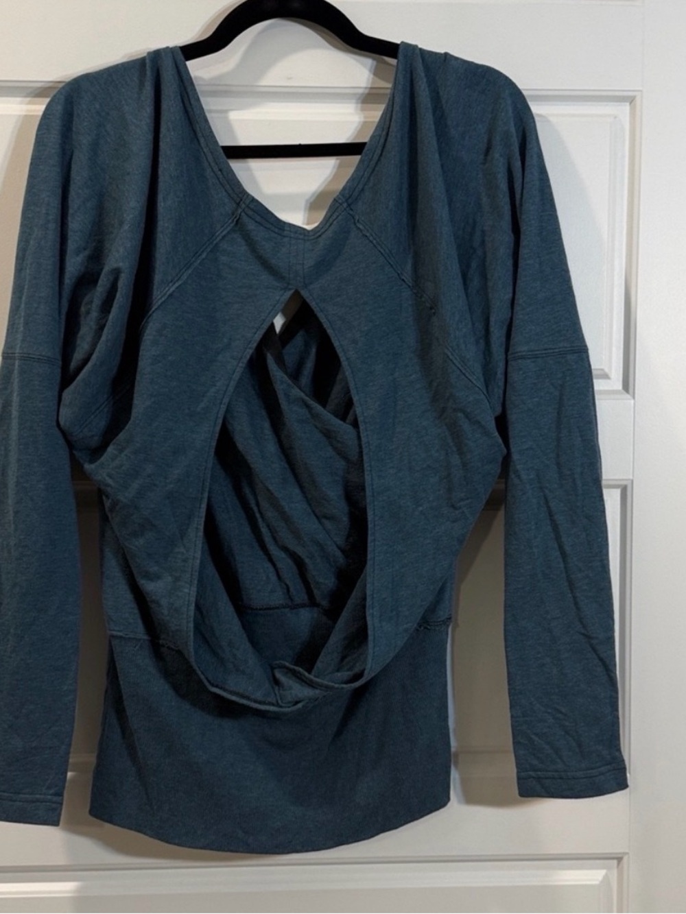 Free People Beach Teal Faux Wrap Open Back Top large